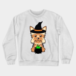 Cute yorkshire terrier dog is a witch Crewneck Sweatshirt